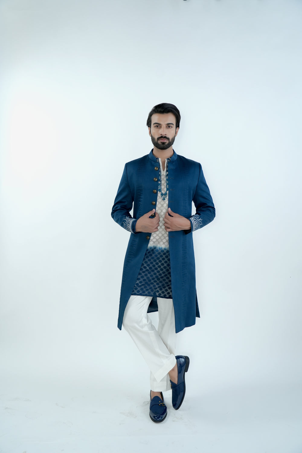 Noir Blue Sherwani Set
