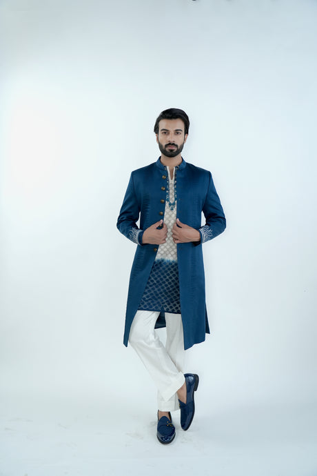 Noir Blue Sherwani Set
