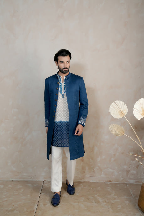 Noir Blue Sherwani Set