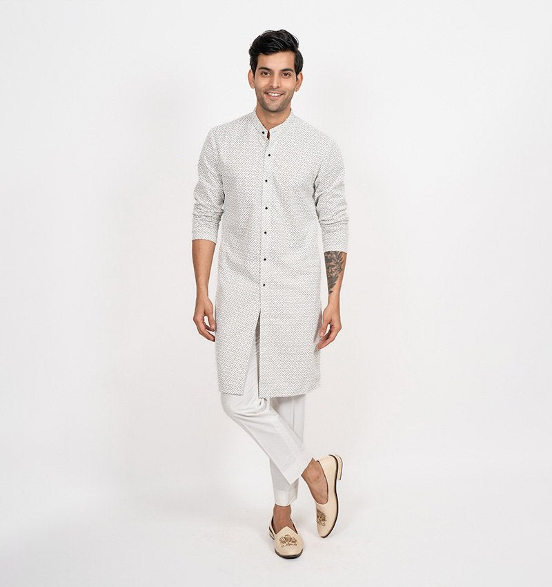 Chikankari Grey Kurta Set