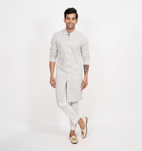 Chikankari Grey Kurta Set