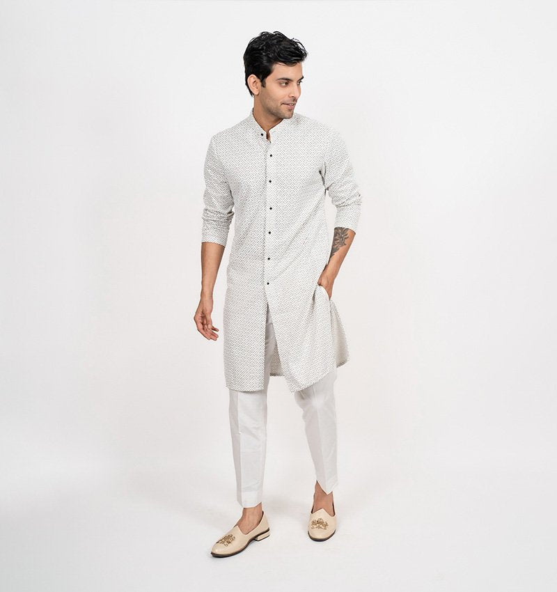 Chikankari Grey Kurta Set
