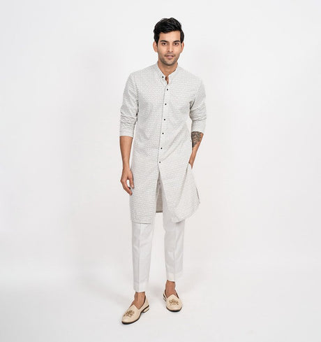 Chikankari Grey Kurta Set