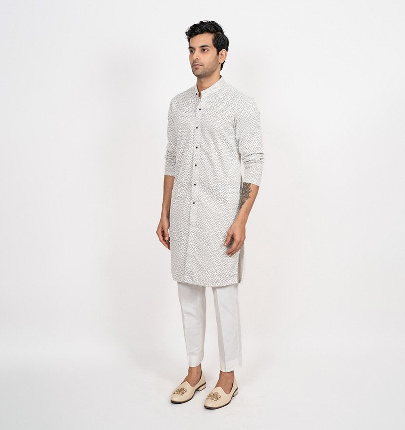 Chikankari Grey Kurta Set