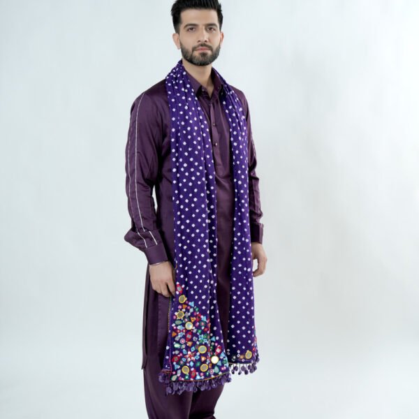 Pathani Kurta Set with Bandhani Stole