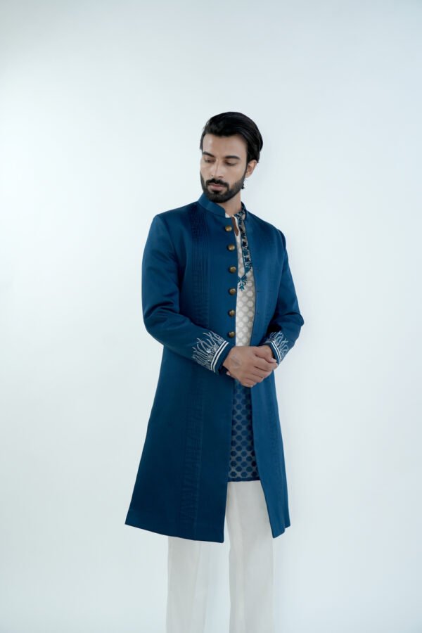 Noir Blue Sherwani Set - Image 8