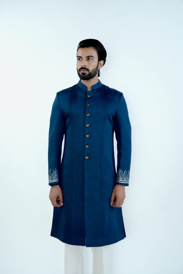 Noir Blue Sherwani Set - Image 5