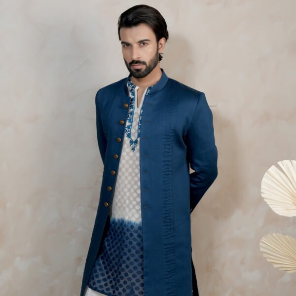 Noir Blue Sherwani Set