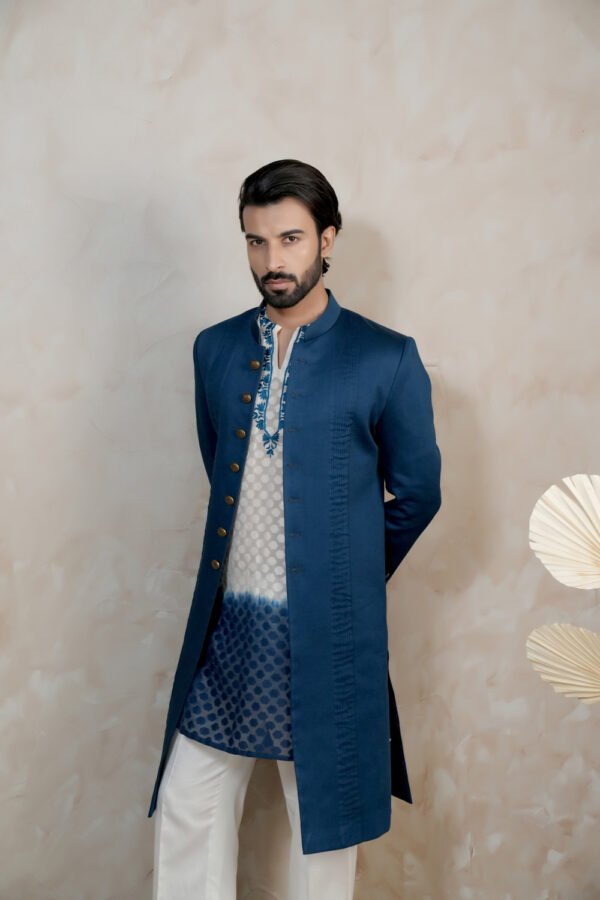 Noir Blue Sherwani Set