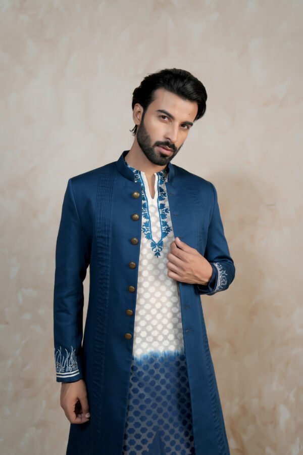 Noir Blue Sherwani Set - Image 2