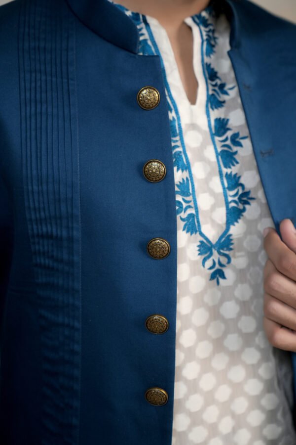 Noir Blue Sherwani Set - Image 4
