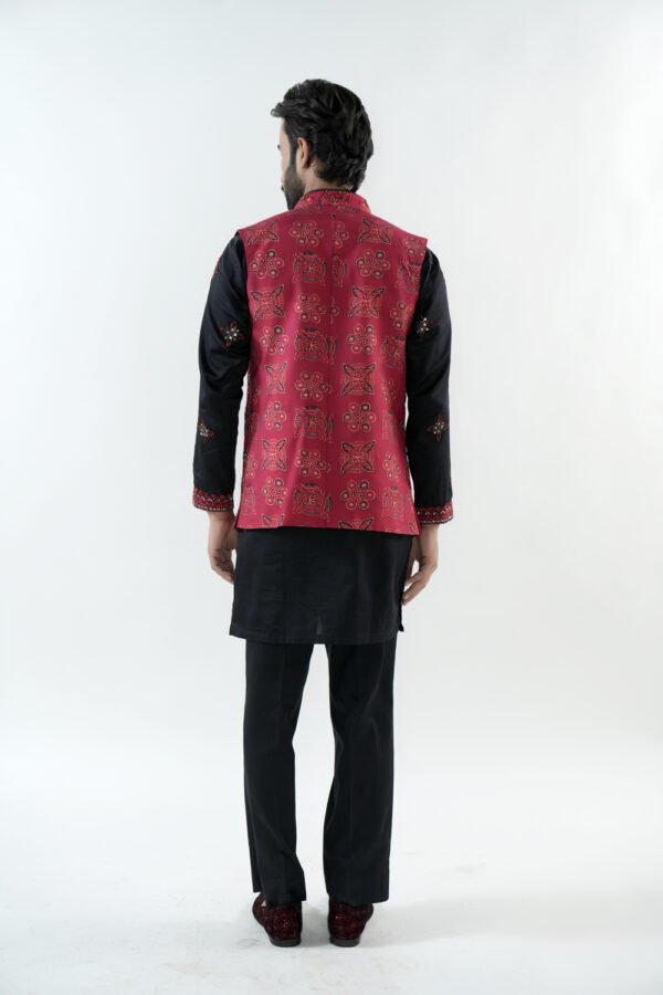 Ruby Red Ajrak Kurta Set - Image 5